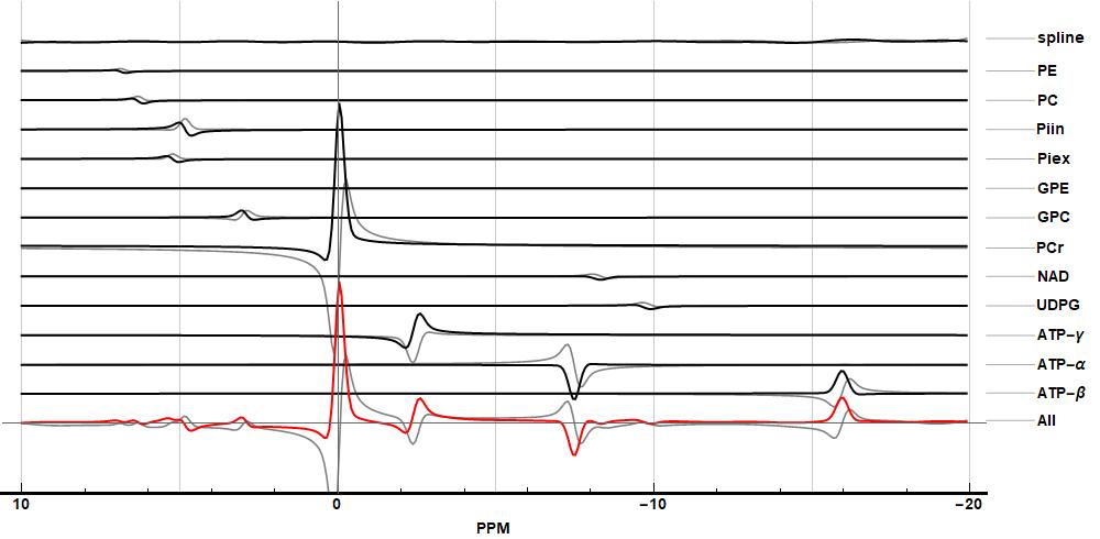 MRS spectra fitting 31P